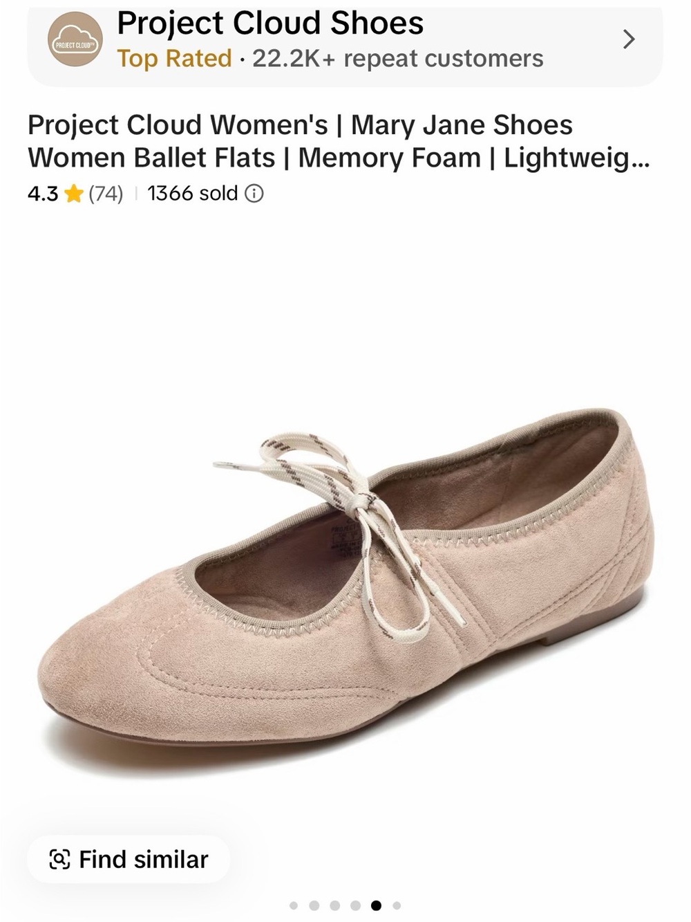 Project Cloud Women's Mary Jane Flats in Blush Pink